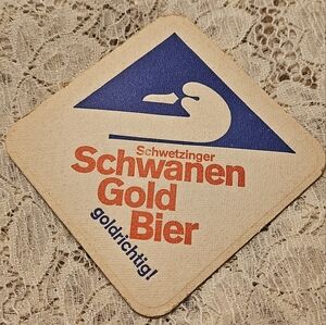 Schwanen Gold Bier Coaster Vintage German Beer Advertising Ephemera